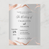 シルバーバラ金ゴールド大理石エレガントな結婚式 インビテーションポストカード (正面)