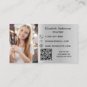 シルバーバラ金ゴールド大理石フォトQRコードロゴ 名刺 (裏面)