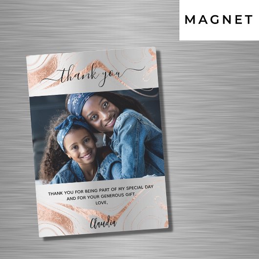 シルバーバラ金ゴールド大理石感謝してい写真you magnet