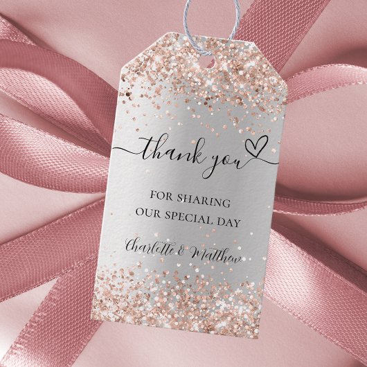 シルバーバラ金ゴールド感謝していハートユー結婚ズ ギフトタグ