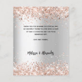 シルバーバラ金ゴールド結婚写真のサンキューカード (裏面)