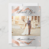 シルバーバラ金ゴールド結婚写真のサンキューカード 招待状 (正面)