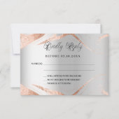 シルバーバラ金ゴールド結婚大理石の応答RSVP 出欠カード (正面)