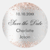 シルバーバラ金ゴールド結婚式の日付を保存 ラウンドシール (正面)