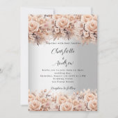 シルバーバラ金ゴールド花模様エレガントな結婚式 招待状 (正面)