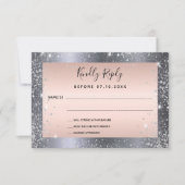 シルバーバラ金ゴールド輝く結婚式RSVP 出欠カード (正面)