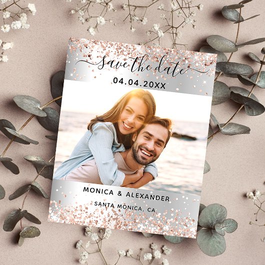 シルバーバラ金ゴールドqrコード結婚式日付を保存 チラシ