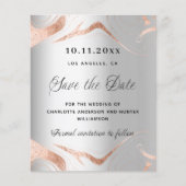 シルバーバラ金ゴールドQR予算結婚式の日付を保存 チラシ (正面)