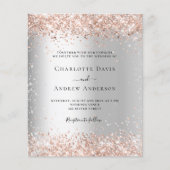 シルバーバラ金ゴールドQR RSVP予算結婚式招待状 (正面)