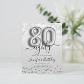 シルバーバルーングリッター80thバースデーパーティー招待状 (スタンド正面)