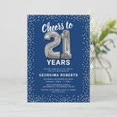 シルバーバルーン21歳の誕生日招待状 招待状 (スタンド正面)