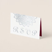 シルバーバーエレガントグンディフローラRSVP結婚の 箔カード (正面)