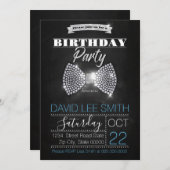 シルバーバースデーパーティーダイヤモンドのボウタイ 招待状 (正面/裏面)