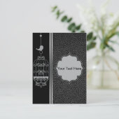 シルバーバードケージとレザーバックグラウンド ポストカード (スタンド正面)