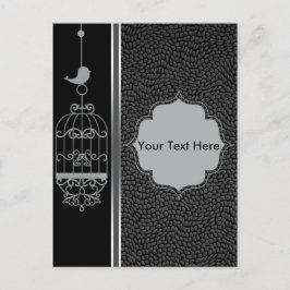 シルバーバードケージとレザーバックグラウンド ポストカード