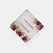 シルバーバー結婚ブルゴーニュ婚約記念日 スタンダードカクテルナプキン (角)