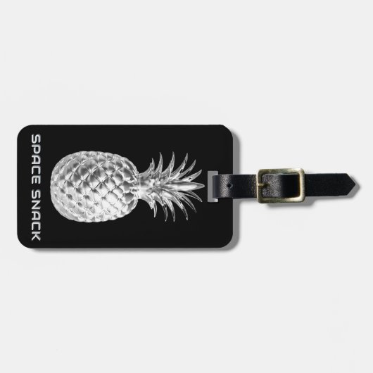 シルバーパイナップル宇宙食品熱帯果実カスタム ラゲッジタグ (正面横)