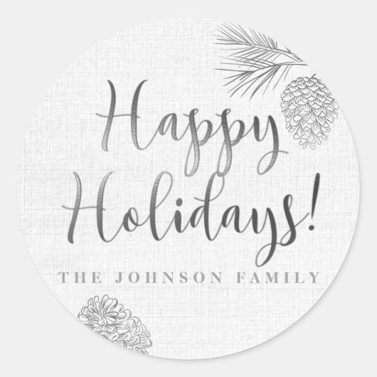 シルバーパインコーンホリデイ ラウンドシール (正面)