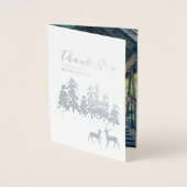 シルバーパインディアウィンターウェディング写真ありがとう 箔カード (正面)