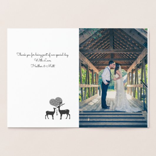 シルバーパインディアウィンターウェディング写真ありがとう 箔カード (内部)