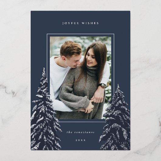 シルバーパイン |クリスマスエレガントの写真 箔シーズンカード (正面)