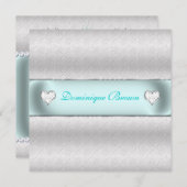 シルバーパターン（の模様が）あるプリンセス招待状 招待状 (正面/裏面)