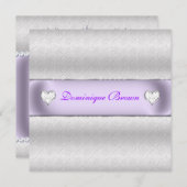 シルバーパターン（の模様が）あるプリンセス招待状 招待状 (正面/裏面)