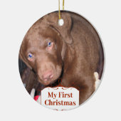 シルバーパピー私の初めてのクリスマス写真オーナメント セラミックオーナメント (左)