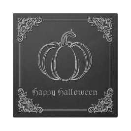シルバーパンプキンハロウィーン メタルプリント