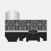 シルバーパーソナライズされたとブラックのダマスクのお願い フェイバーボックス (折り畳みなし)