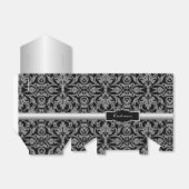 シルバーパーソナライズされたとブラックのダマスクのテントのお願いボックス フェイバーボックス (折り畳みなし)