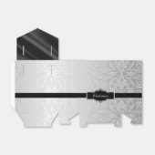 シルバーパーソナライズされたとブラックダマスクの好意ボックス2 フェイバーボックス (折り畳みなし)