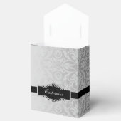 シルバーパーソナライズされたとブラックダマスクの好意ボックス2 フェイバーボックス (オープン)