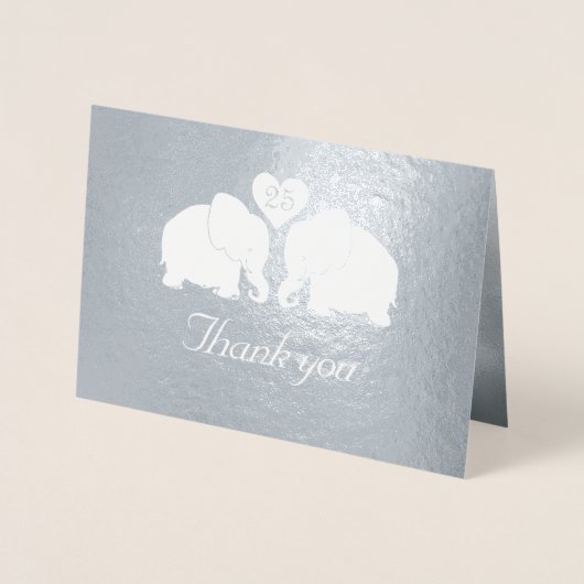シルバーパーソナライズされたの象結婚達に感謝する 箔カード (正面)