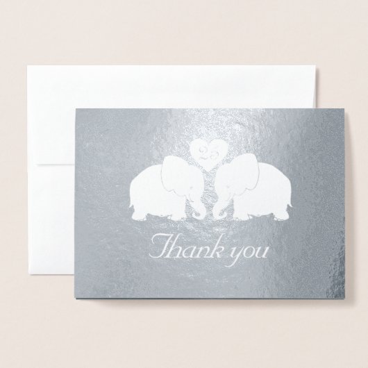 シルバーパーソナライズされたの象結婚達に感謝する 箔カード (封筒付き正面)