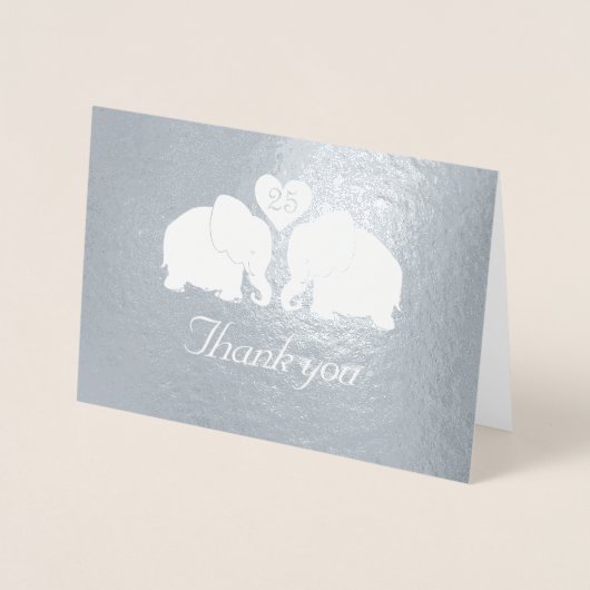 シルバーパーソナライズされたの象結婚達に感謝する 箔カード (正面)