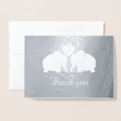 シルバーパーソナライズされたの象結婚達に感謝する 箔カード (封筒付き正面)