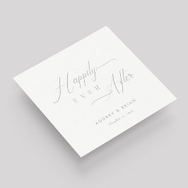 シルバーパーソナライズされたは「ずっと幸せに後を追っ結婚て」 スタンダードカクテルナプキン