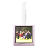 シルバーパーソナライズされたグリッターファミリーホリデーフォト キューブオーナメント (正面)