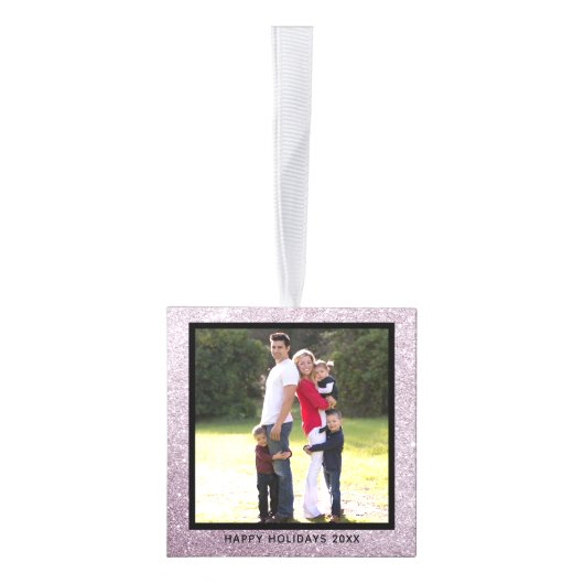 シルバーパーソナライズされたグリッターファミリーホリデーフォト キューブオーナメント (右)