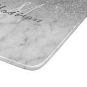 シルバーパーソナライズされたグリッターモノグラムマーブル カッティングボード (角)