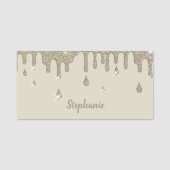 シルバーパーソナライズされたグリッター効果とキラキラ 名札 (正面)