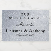 シルバーパーソナライズされたグリッター結婚式の引き出物ミニ スパークリングワインラベル (シングルラベル)