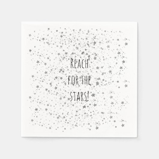 シルバーパーソナライズされたスター スタンダードカクテルナプキン (正面)