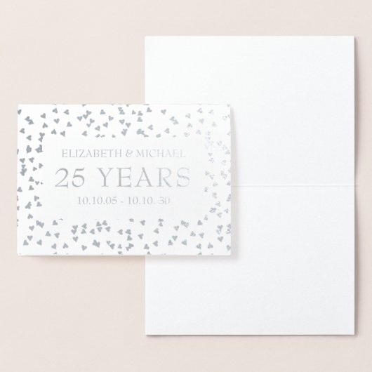 シルバーパーソナライズされたハート25周年記念 箔カード (ディスプレー)