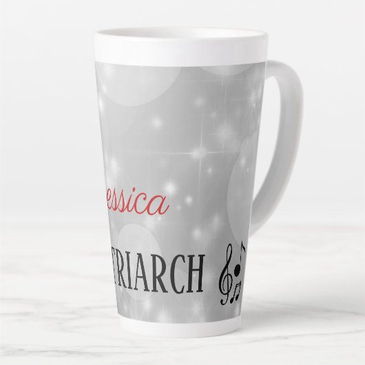 シルバーパーソナライズされたミュージカルマトリアーチマザー カフェラテマグ (右アングル)