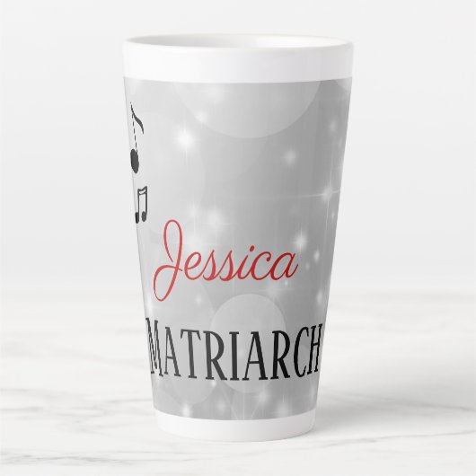 シルバーパーソナライズされたミュージカルマトリアーチマザー カフェラテマグ (正面)