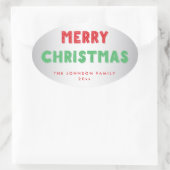 シルバーパーソナライズされたメリークリスマスオーバルシール 楕円形シール (バッグ)