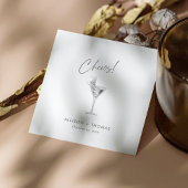 シルバーパーソナライズされた応援&シャンパン結婚ズ スタンダードカクテルナプキン