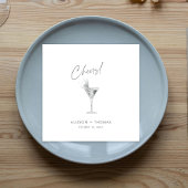 シルバーパーソナライズされた応援&シャンパン結婚ズ スタンダードカクテルナプキン